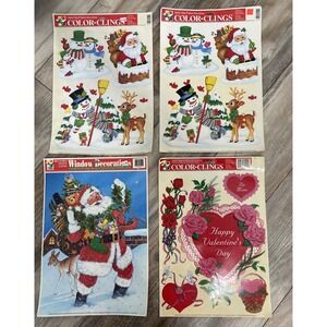 Vintage Static Cling Window Decorations Christmas & Valentines‎ Color-Clings